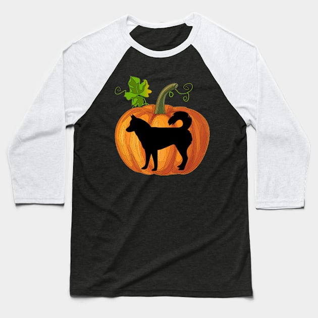 Siberian husky in pumpkin Baseball T-Shirt by Flavie Kertzmann